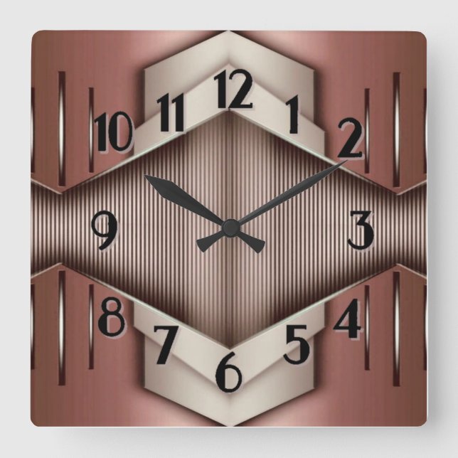Art Deco Square Wall Clock (Front)