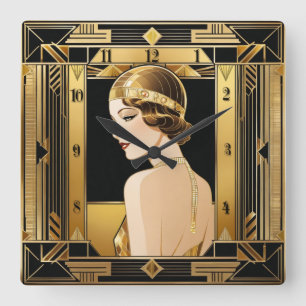 Art Deco Square Wall Clock