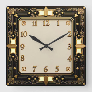 Art Deco Square Wall Clock
