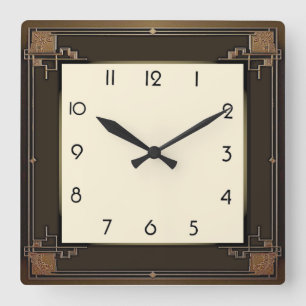 Art Deco Square Wall Clock