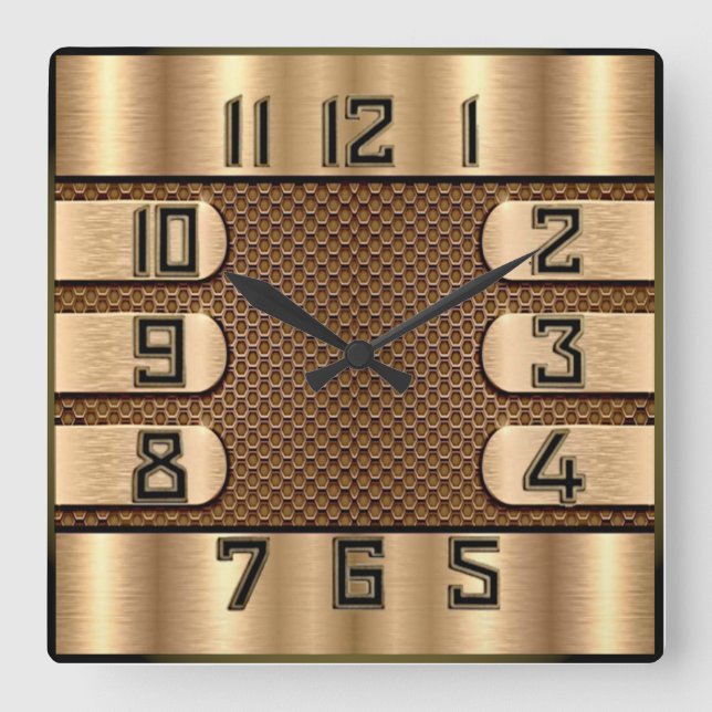 Art Deco Square Wall Clock (Front)