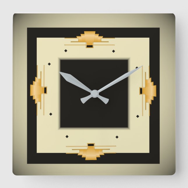 Art Deco Square Wall Clock (Front)