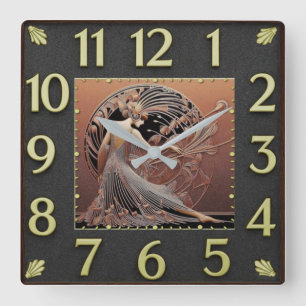 Art Deco Square Wall Clock