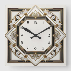 Art Deco Square Wall Clock