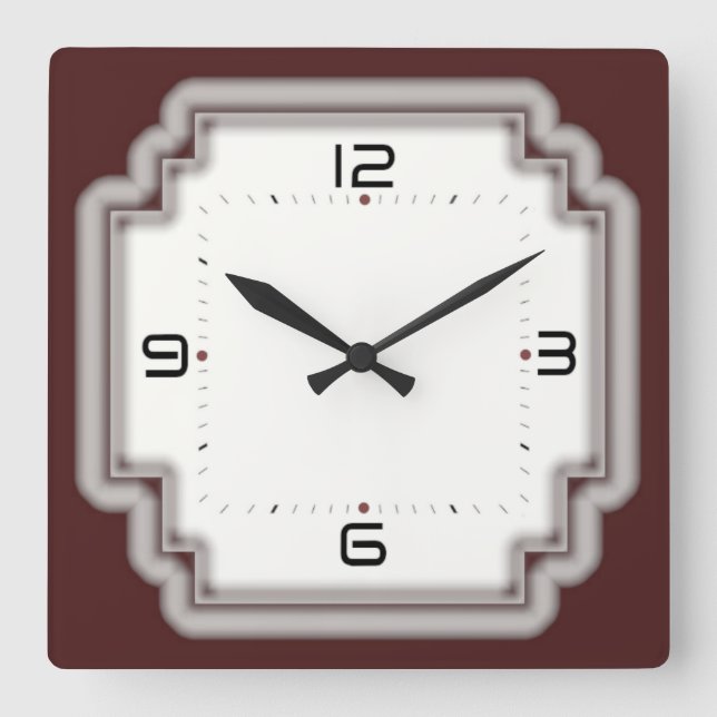 Art Deco Square Wall Clock (Front)