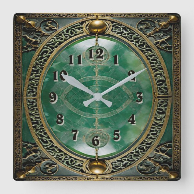 Art Deco Square Wall Clock (Front)