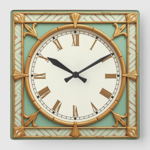 Art Deco Square Wall Clock