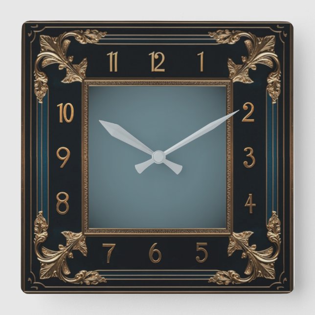 Art Deco Square Wall Clock (Front)