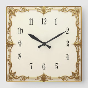 Art Deco Square Wall Clock