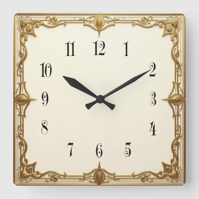 Art Deco Square Wall Clock (Front)