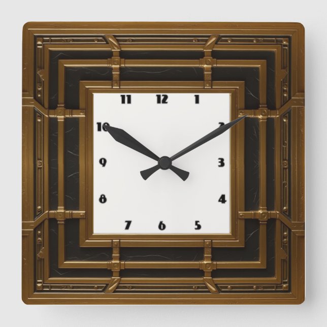 Art Deco Square Wall Clock (Front)