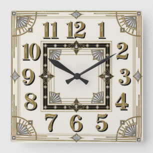 Art Deco Square Wall Clock