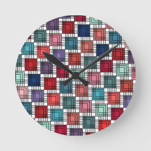 Art Deco Squares Round Clock