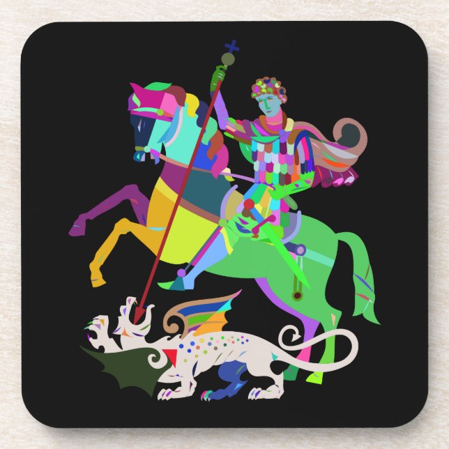 Art Deco St George the Dragon Slayer Drink Coaster (Front)