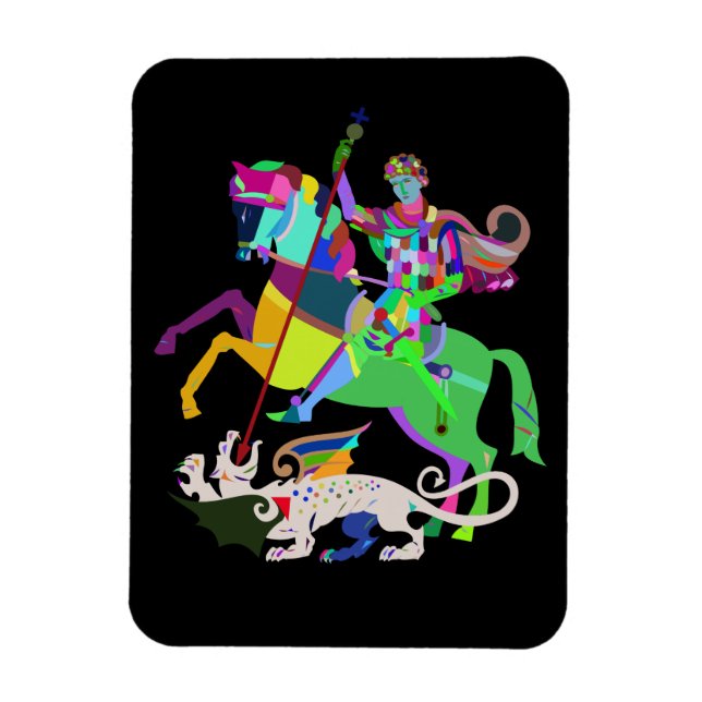 Art Deco St George the Dragon Slayer Magnet (Vertical)