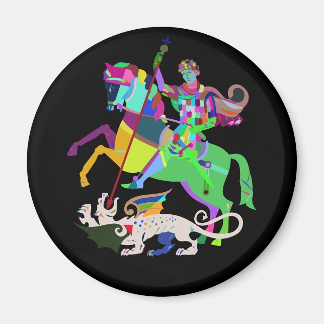 Art Deco St George the Dragon Slayer Magnet (Front)