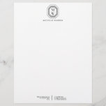 Art Deco Stacked Monogram Logo Black/White Letterhead<br><div class="desc">Coordinates with the Art Deco Stacked Monogram Logo Black/White Business Card Template by 1201AM. Your initials are elegantly displayed on this vintage-inspired art deco plaque for a unique logo. A stylish and classic motif on this designer letterhead template. © 1201AM CREATIVE</div>