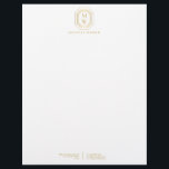 Art Deco Stacked Monogram Logo Gold/White Letterhead<br><div class="desc">Coordinates with the Art Deco Stacked Monogram Logo Gold/White Business Card Template by 1201AM. Your initials are elegantly displayed on this vintage-inspired art deco plaque for a unique logo. A stylish and classic design on this designer letterhead template. © 1201AM CREATIVE</div>