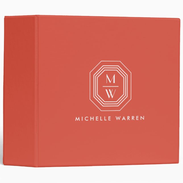 Art Deco Stacked Monogram Logo on Coral Binder (Front/Spine)