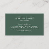 Art Deco Stacked Monogram Logo on Forest Green Business Card (Back)