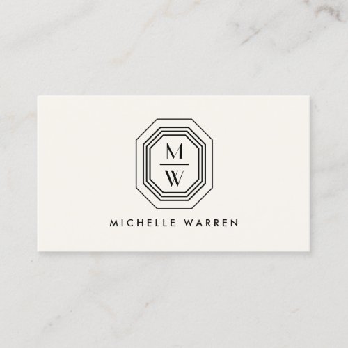 Art Deco Stacked Monogram Logo  on Ivory Business Card