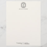 Art Deco Stacked Monogram Logo on Ivory Letterhead<br><div class="desc">Coordinates with the Art Deco Stacked Monogram Logo on Ivory Business Card Template by 1201AM. Your initials are elegantly displayed on a vintage-inspired art deco plaque for a unique logo. A stylish and classic motif on this designer letterhead template. Set on a light ivory background. © 1201AM CREATIVE</div>