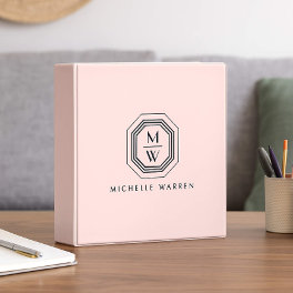 Art Deco Stacked Monogram Logo on Pink Binder