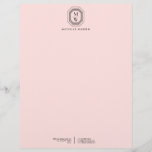 Art Deco Stacked Monogram Logo on Pink Letterhead<br><div class="desc">Coordinates with the Art Deco Stacked Monogram Logo on Pink Business Card Template by 1201AM. Your initials are elegantly displayed on a vintage-inspired art deco plaque for a unique logo. A stylish and classic motif on this designer letterhead template. Set on a pastel pink background. © 1201AM CREATIVE</div>