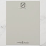 Art Deco Stacked Monogram Logo on Taupe Letterhead<br><div class="desc">Coordinates with the Art Deco Stacked Monogram Logo on Taupe Business Card Template by 1201AM. Your initials are elegantly displayed on a vintage-inspired art deco plaque for a unique logo. A stylish and classic motif on this designer letterhead template. Set on a light taupe/tan background. © 1201AM CREATIVE</div>