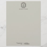 Art Deco Stacked Monogram Logo on Taupe