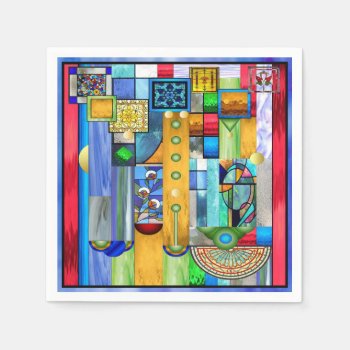 Art Deco Stained Glass 1 Napkins by efhenneke at Zazzle