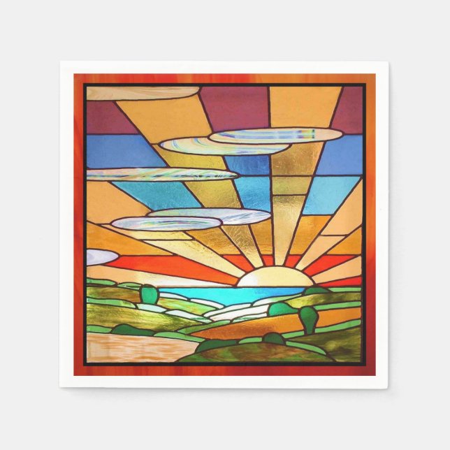 Art Deco Stained Glass 1 Paper Napkins (Front)
