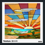 Art Deco Stained Glass 1 Wall Decal<br><div class="desc">Brighten your Roaring 20s party decor with this square wall decal of colorful Art Deco stained glass; a landscape scene of rolling hills,  a lake or ocean,  trees and a rising sun. See the entire Roaring 20s Wall Decal collection in the DECOR | Wall Decals section.</div>