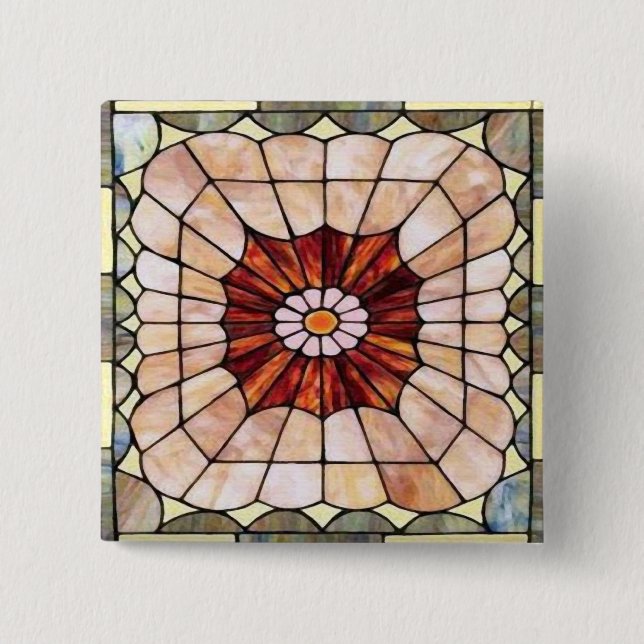 Art Deco Stained Glass 2 Button (Front)