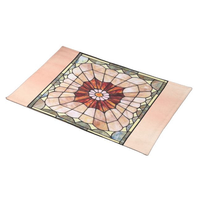 Art Deco Stained Glass 2 Cloth Placemat (On Table)