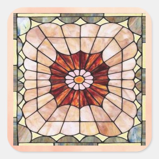 Art Deco Stained Glass 2 Sticker (Front)