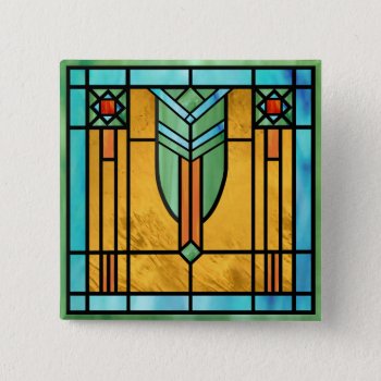 Art Deco Stained Glass 3 Button by efhenneke at Zazzle