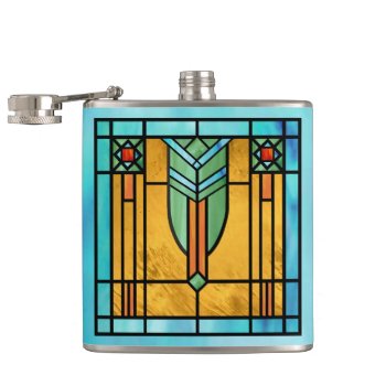 Art Deco Stained Glass 3 Flask by efhenneke at Zazzle