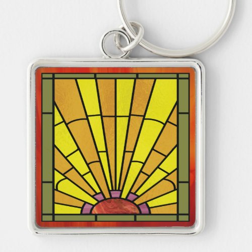 Art Deco Stained Glass 3 Keychain