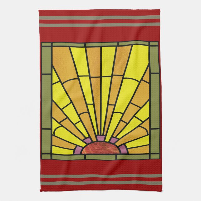 Art Deco Stained Glass 3 Kitchen Towel (Vertical)