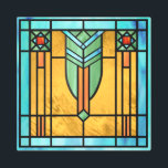 Art Deco Stained Glass 3 Metal Art<br><div class="desc">16” x 16” metal wall art with an image of a stained glass artwork with Art Deco flair, reminiscent of certain 1920s works. See matching wrapped canvas print, acrylic wall art, poster and wall decal. See the entire This & That Metal Wall Art collection in the ART & POSTERS section....</div>