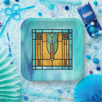 Art Deco Stained Glass 3 Paper Plates by efhenneke at Zazzle