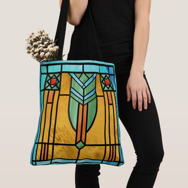 Art Deco Stained Glass 3 Tote Bag (Close Up)
