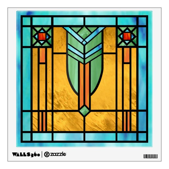 Art Deco Stained Glass 3 Wall Decal (Front)