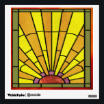 Art Deco Stained Glass 3 Wall Sticker<br><div class="desc">Brighten your Roaring 20s party decor with this square wall decal of Art Deco stained glass with golden rays of light emanating from a red-orange sun. See the entire Roaring 20s Wall Decal collection in the DECOR | Wall Decals section.</div>