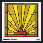 Art Deco Stained Glass 3 Wall Sticker<br><div class="desc">Brighten your Roaring 20s party decor with this square wall decal of Art Deco stained glass with golden rays of light emanating from a red-orange sun. See the entire Roaring 20s Wall Decal collection in the DECOR | Wall Decals section.</div>