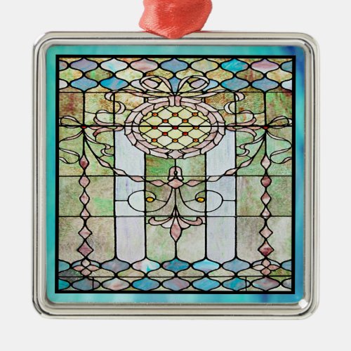 Art Deco Stained Glass 4 Metal Ornament