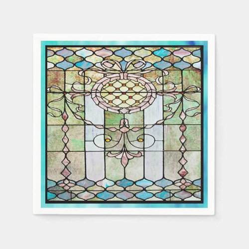 Art Deco Stained Glass 4 Napkins