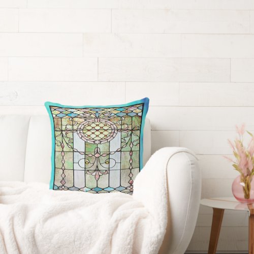Art Deco Stained Glass 4 Throw Pillow