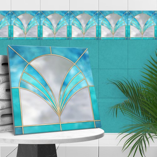 Art Deco Stained Glass Ceramic Tile